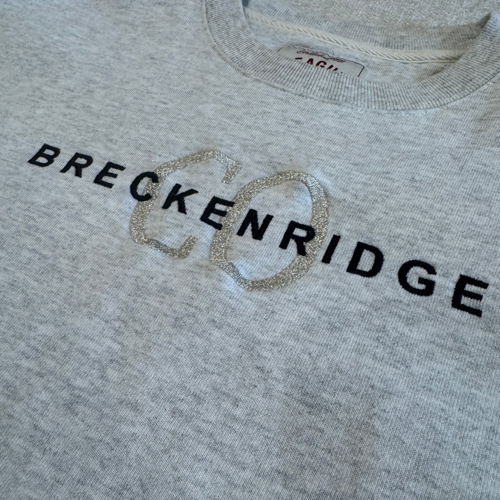League Sportswear Breckenridge Cropped Sweatshirt Gray Crew Neck Size Large - Picture 5 of 8